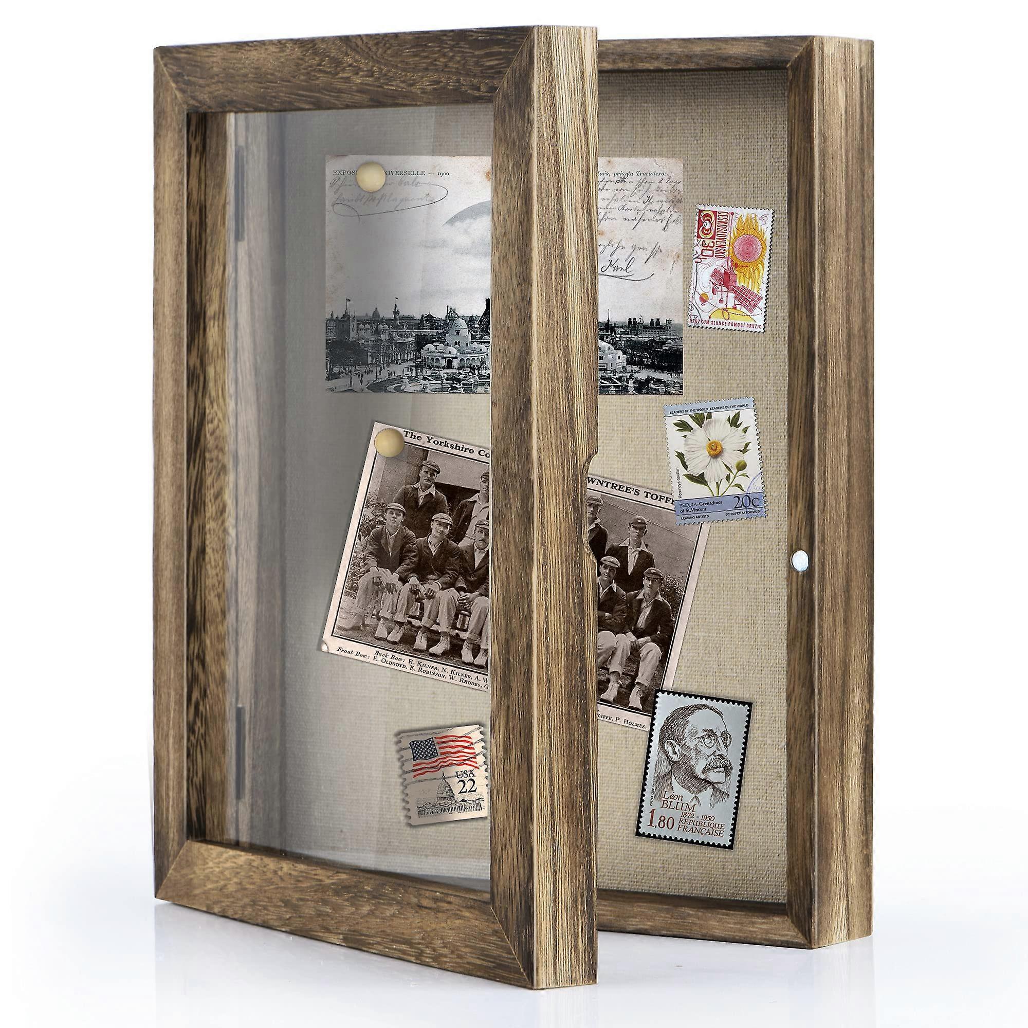 Shadow Box Frame 8x10 with Linen Back for Memorabilia Medals Photos Awards Display Case Carbonized Black