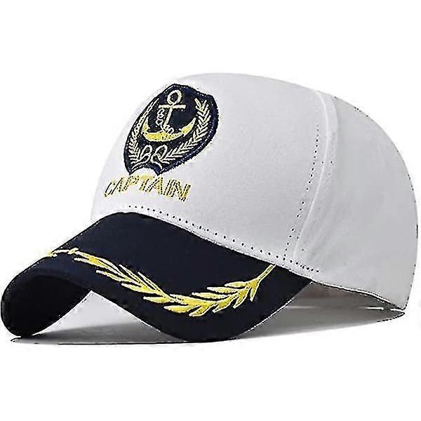 Adjustable Captain Boating Baseball Cap Captain Hat Baseball Cap Nautical Sailor Navy Hat White