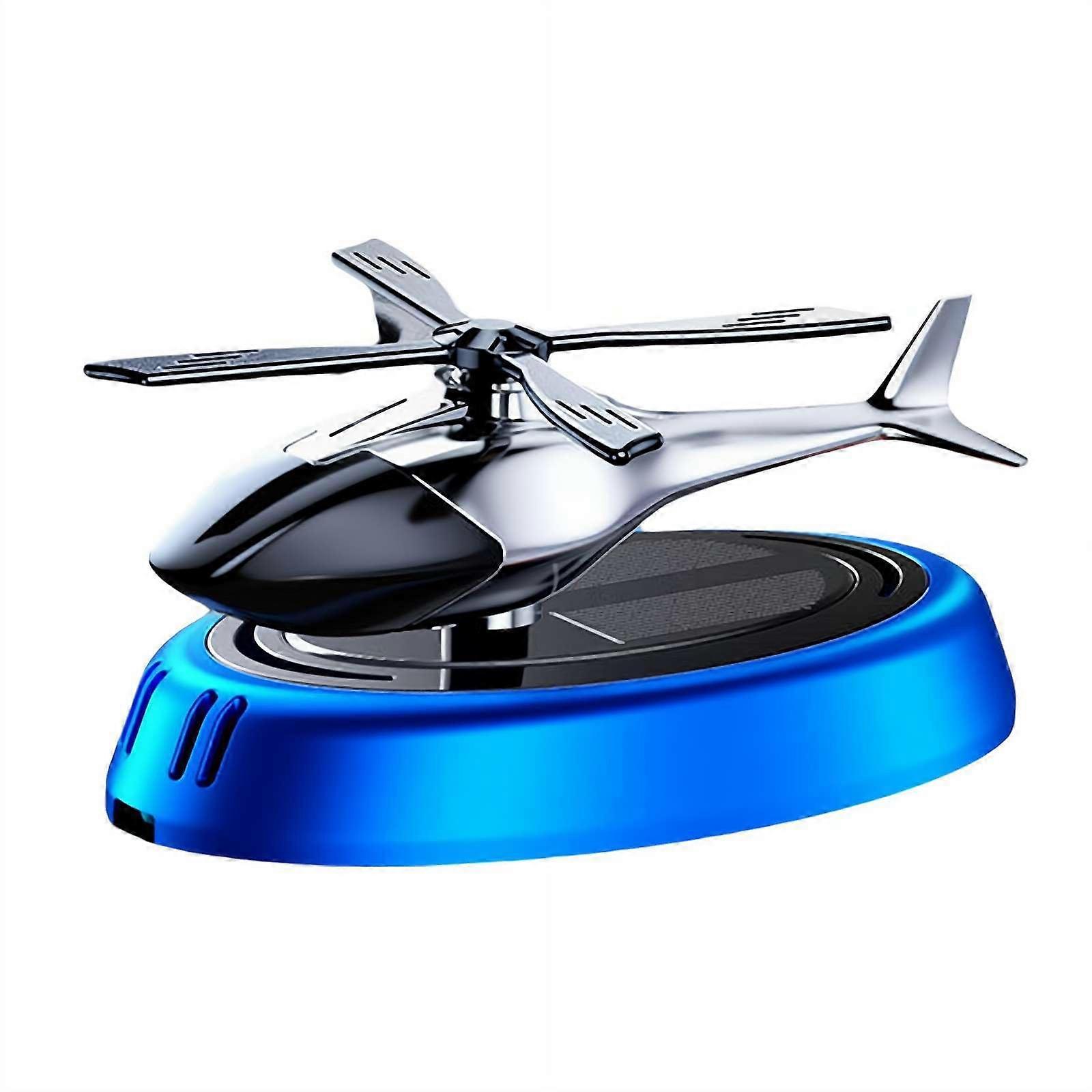 Solar Powered Rotating Helicopter Car Air Freshener Diffuser for Interior Use (Blue, 1pcs)