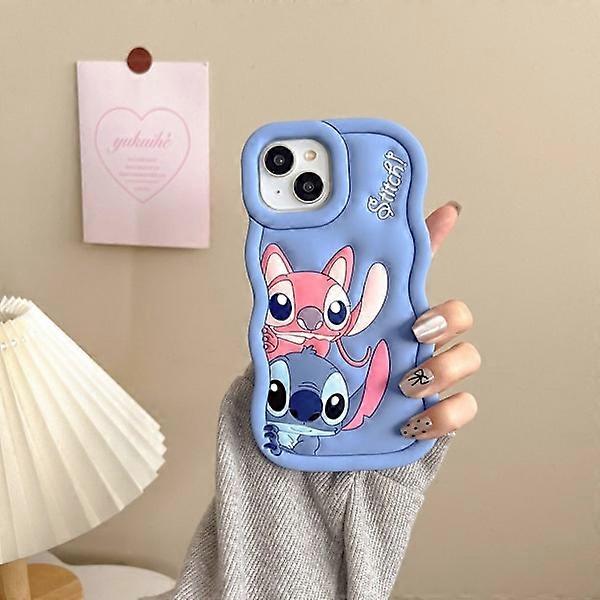 Coque en silicone Stitch - Bleue, compatible avec iPhone 14 Pro Max