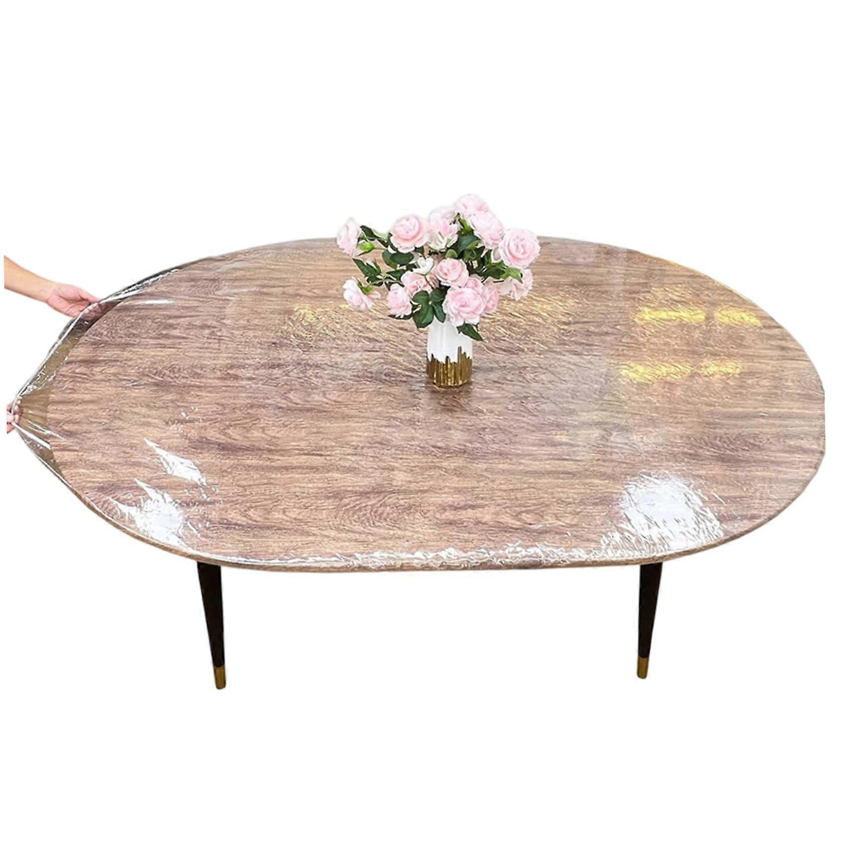 Oval Fitted Tablecloth 48x68 Inch with Elastic Edge, Clear Waterproof Oilproof PVC Protector