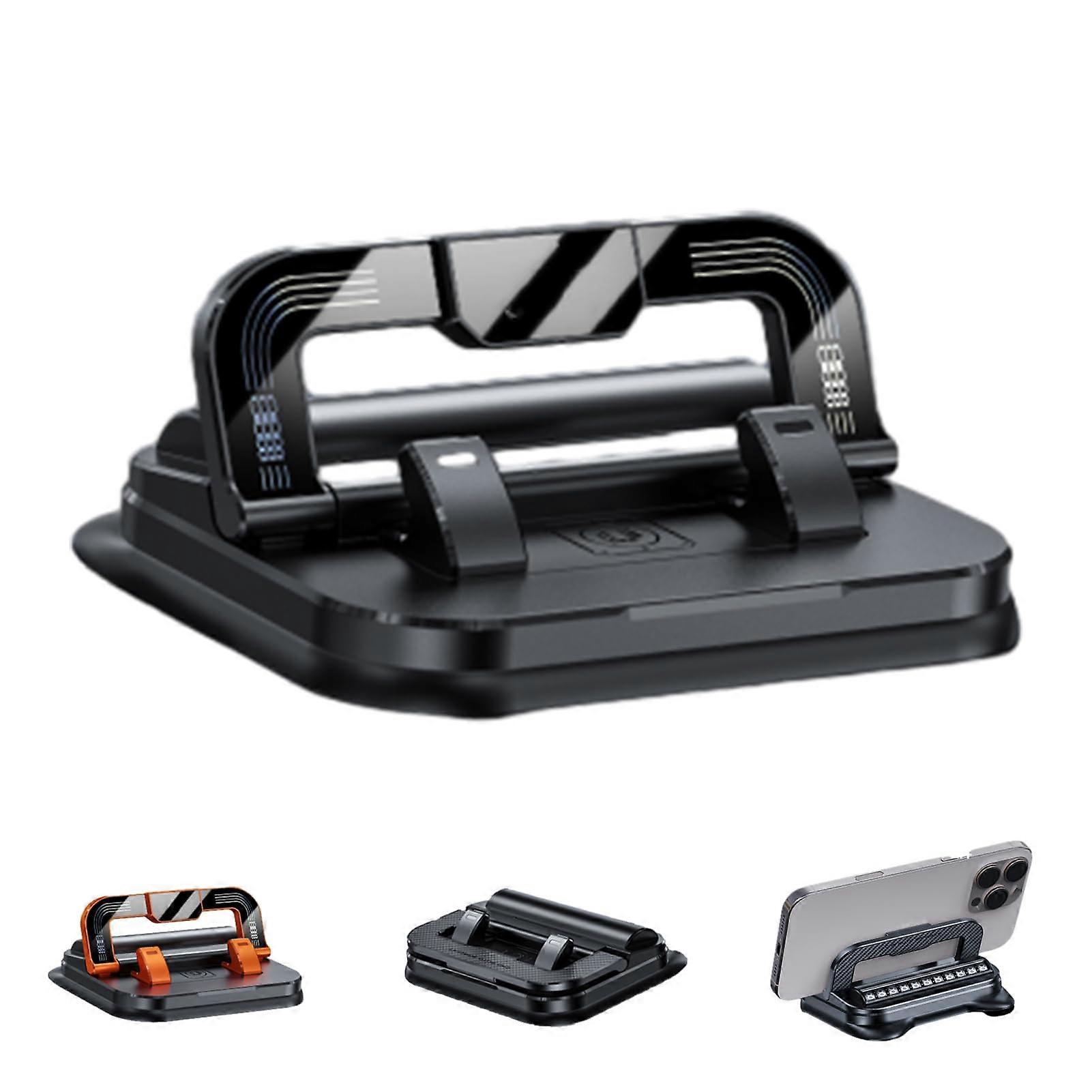 Car Phone Holder with Strong Suction, 360° Adjustable Dashboard Mount for Large Screen Phones (Black)