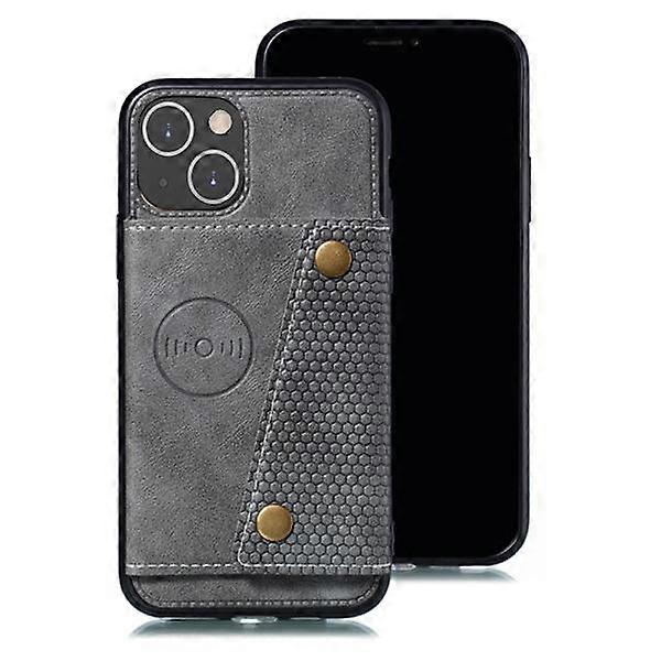 Compatible with iPhone 13 - Practical Stylish Case with Card Holder Grey