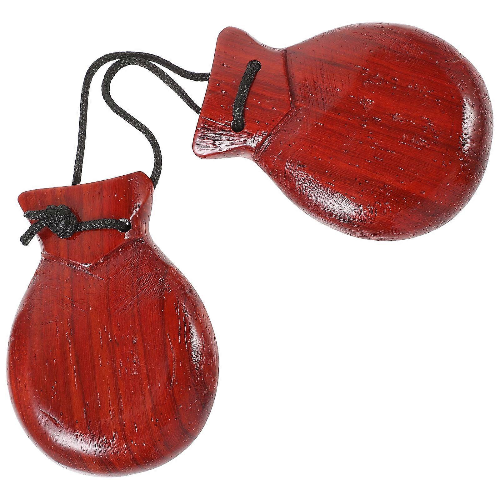 Finger Castanet Wooden Castanet Children Rhythm Training Simple And Delicate Design Brown 1Set