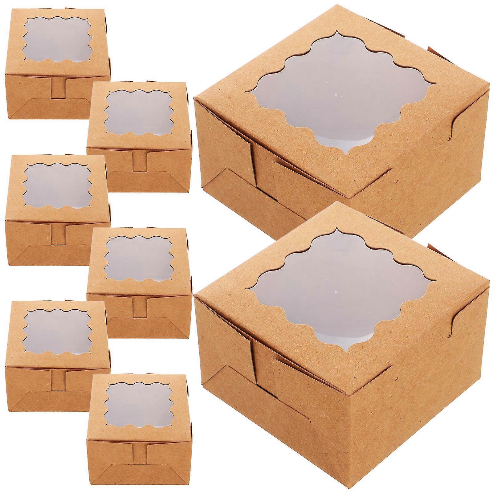 Dessert Cake Box for Storage Use 50Pcs Kraft Paper Cupcake Boxes Window