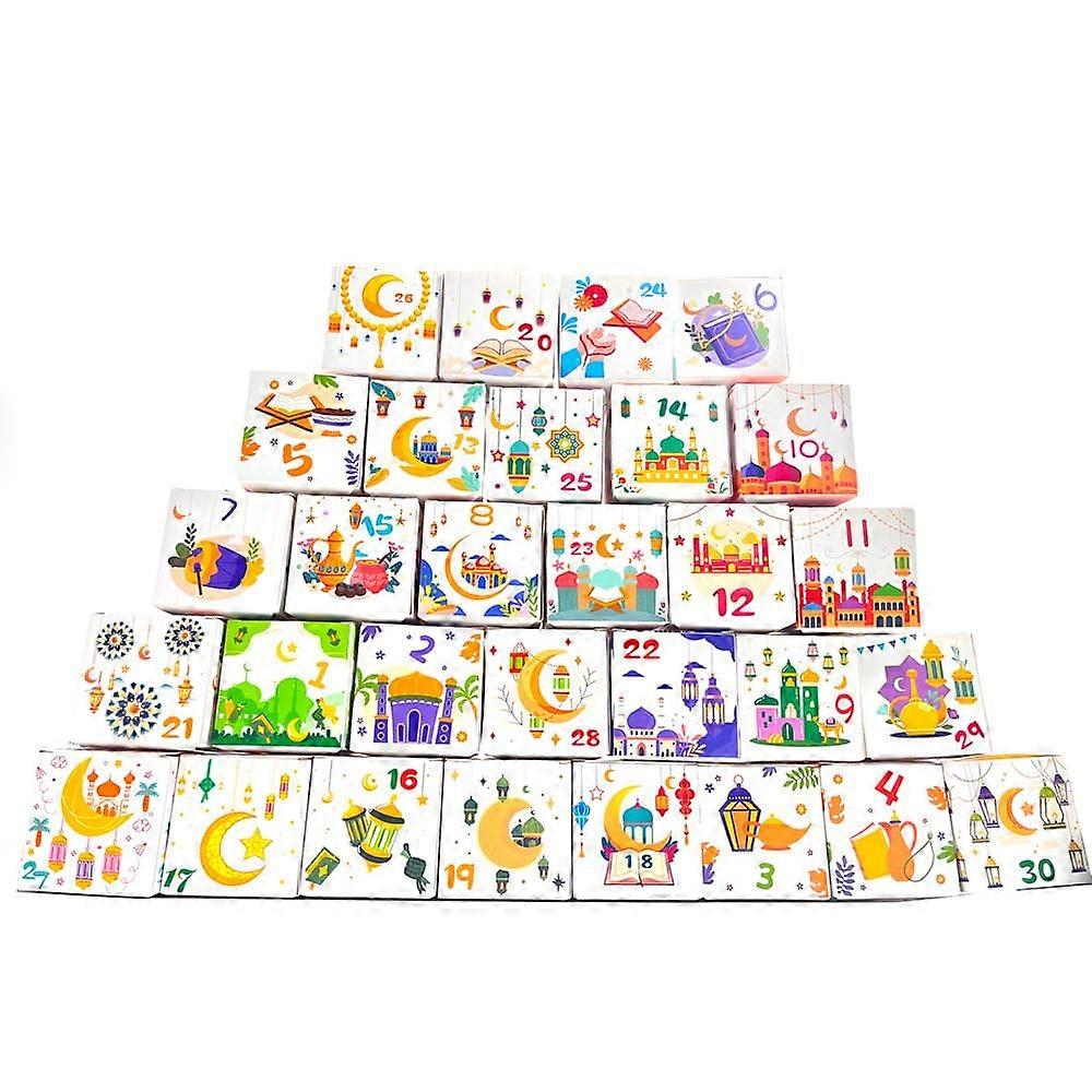 Ramadan Countdown Calendar with Hidden Date Illustrations, Islamic Home Decoration Gift Box