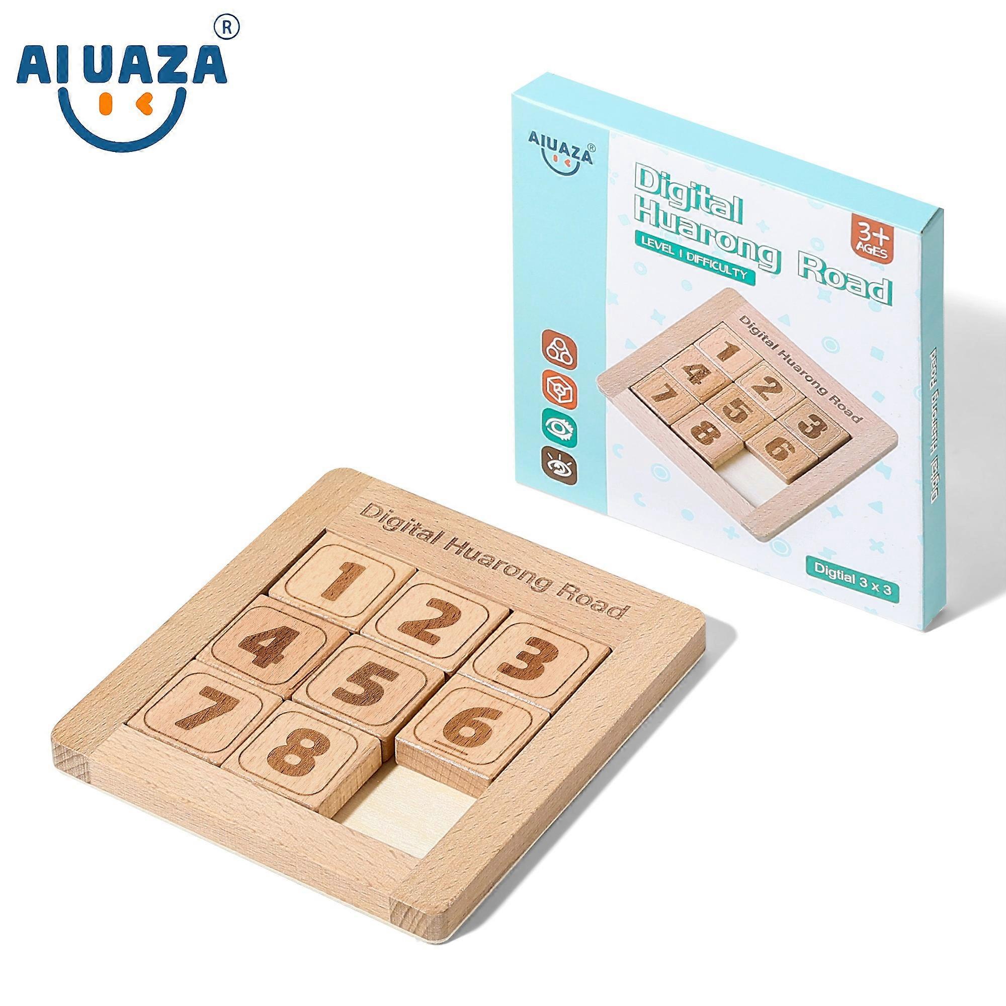 AIUAZA wooden board game Huarongdao, puzzle tabletop game, logic number board game, travel decompression autism
