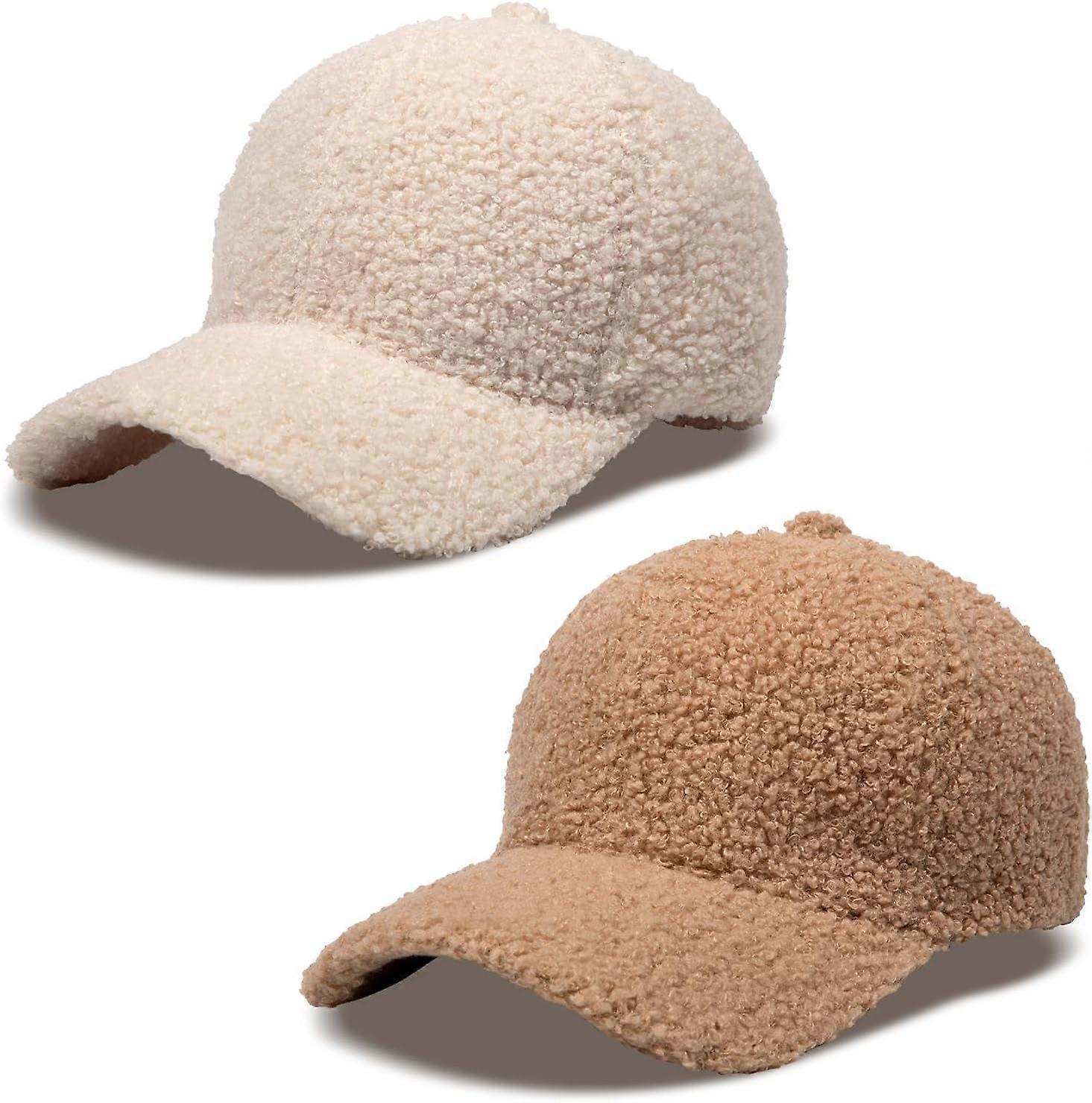 Women's Winter Baseball Cap Adjustable Solid Color Lamb Wool Warm Baseball Cap