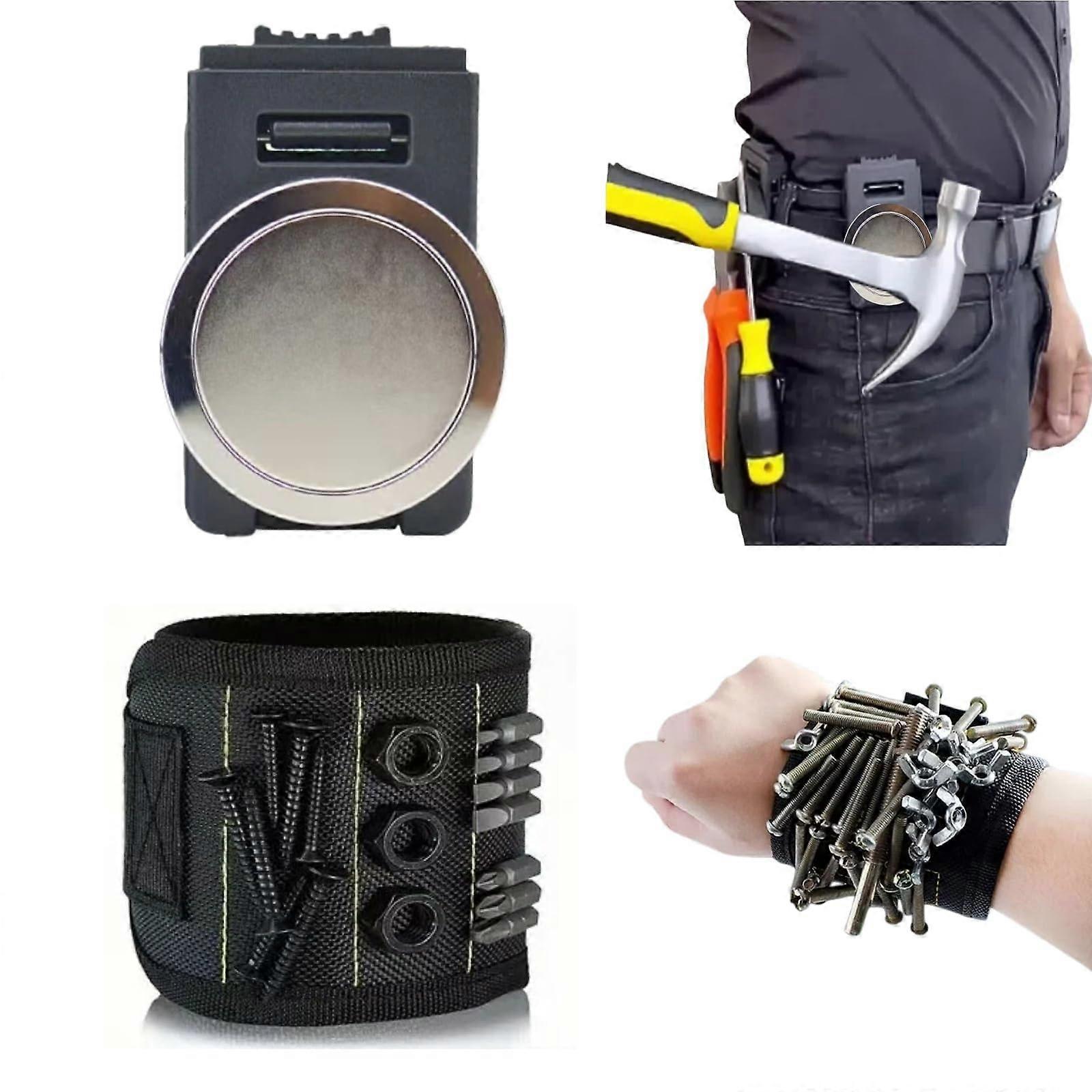 Magnetic Tool Holder for Belt with Secure Grip and Hands Access, Fits Wrenches Screws Nails