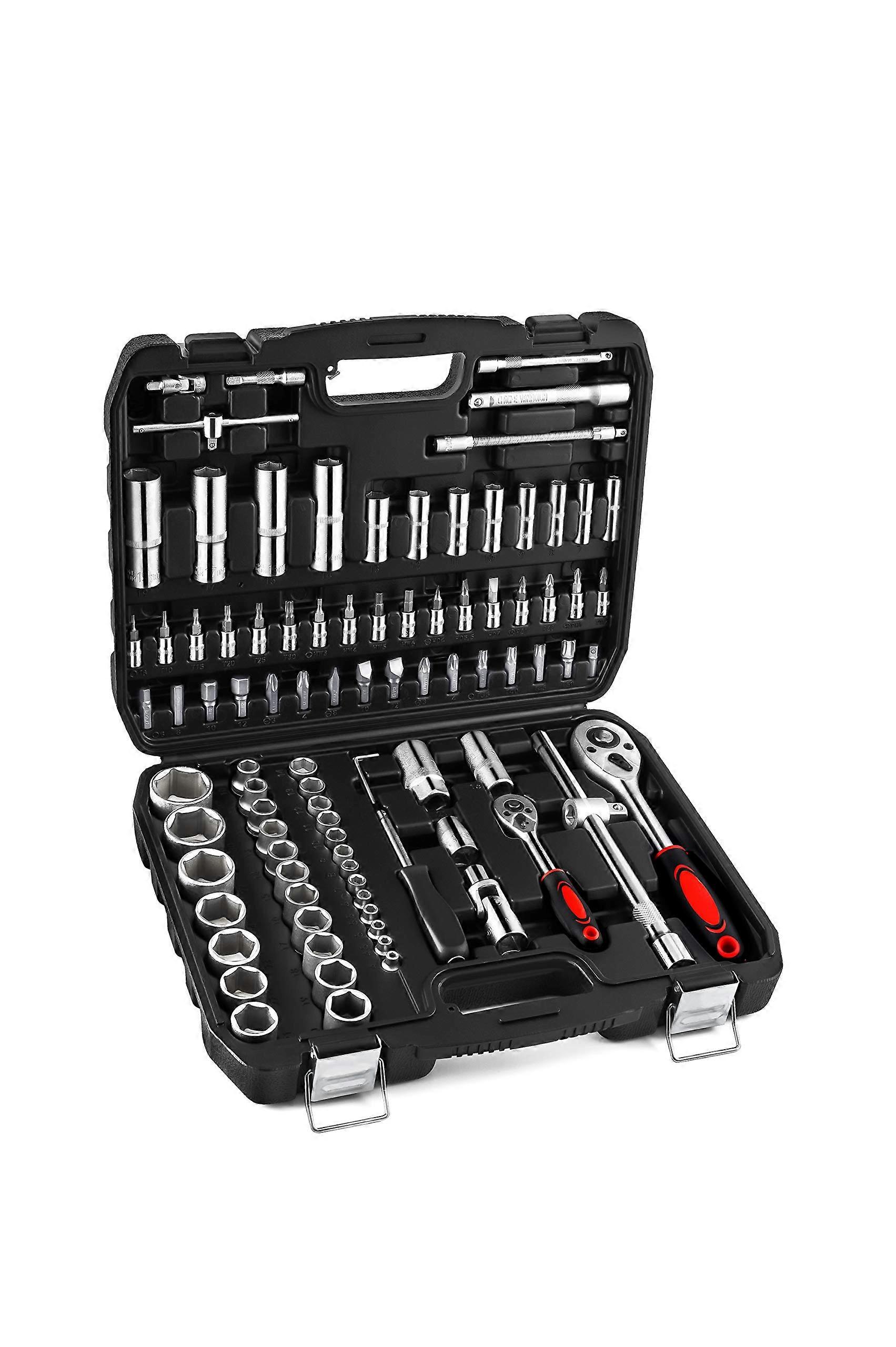 94 Piece Mechanics Tool Set with Case, Metric and Standard Socket Wrench for Car