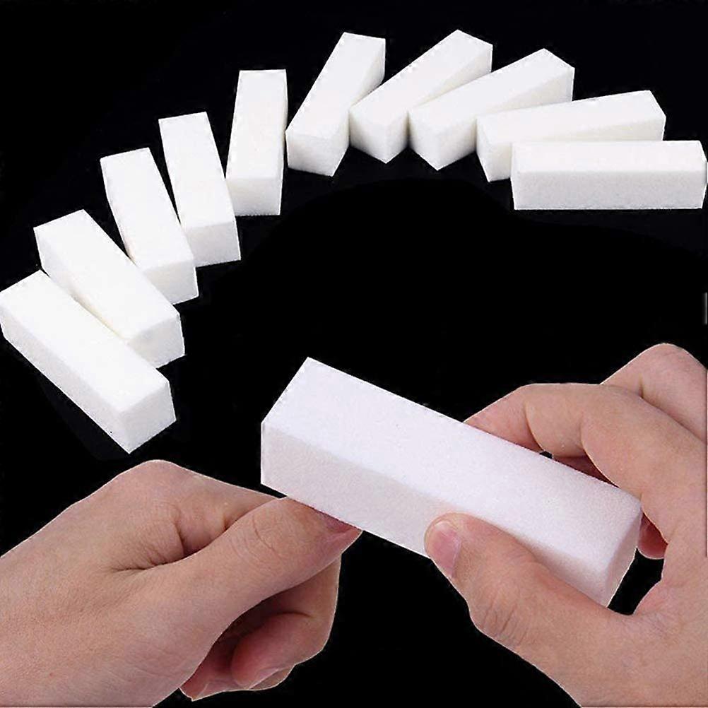 10Pcs White Sponge Nail Buffer Block and File Set for Smooth Nails Manicure Pedicure Salon