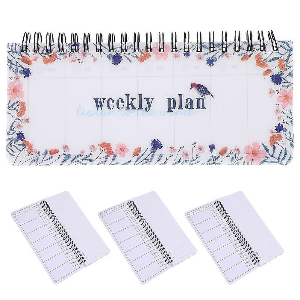 Portable 4Pcs Weekly Planner Notebook With Smooth Ink Flow For Task Organization Suitable For Students And Professionals