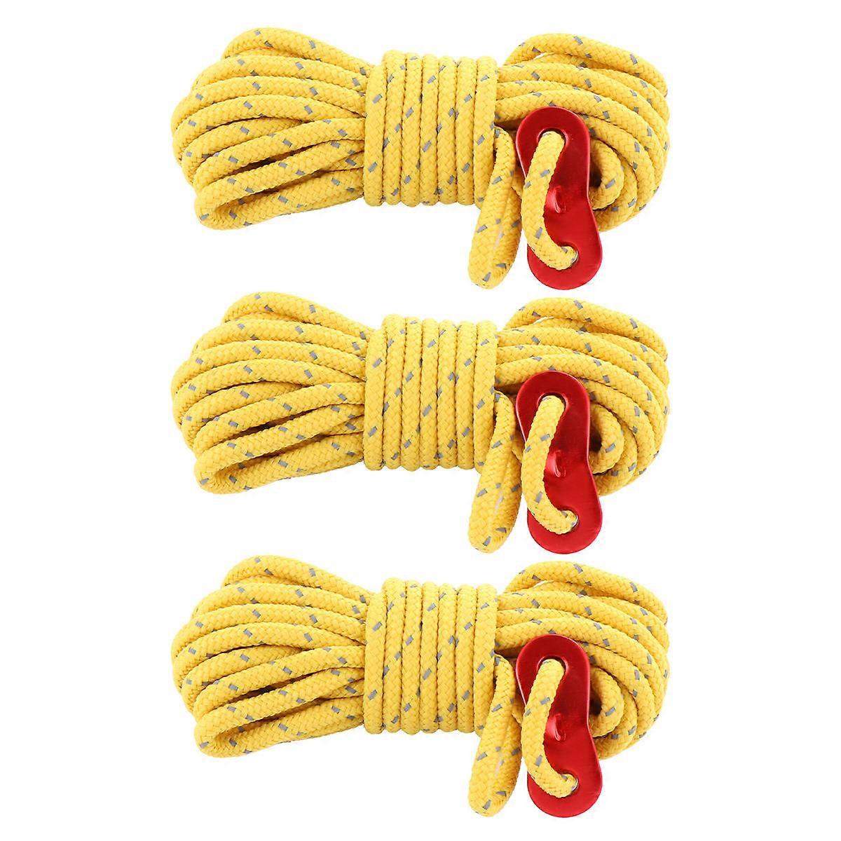 Adjustable Camping Rope Reflective Wind Rope For Tent Reusable 3Pcs