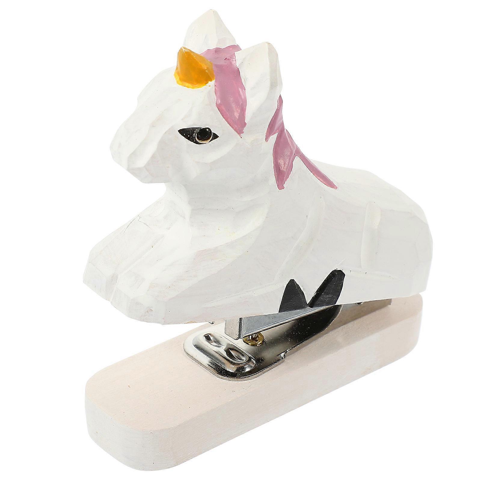 Mini Shape Wooden Stapler For School Students And Office Use In White Color With Quick Stapling Function 1Pack