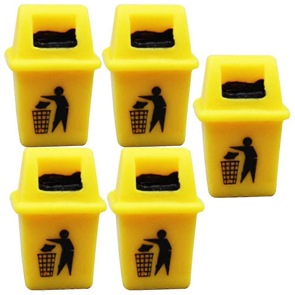 Miniature Garbage Cans For Micro Scene Display In Yellow Color With Decorative Function 5Pcs