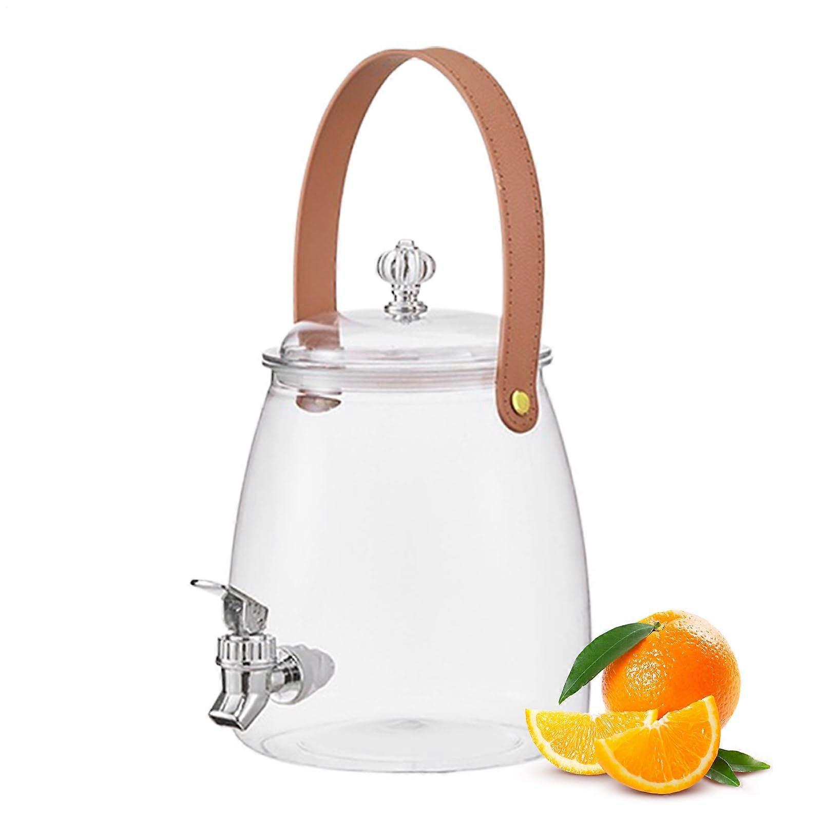 Drink Dispenser with Spout, Leakproof Large Capacity Transparent Fridge Beverage Container for Cold Drinks