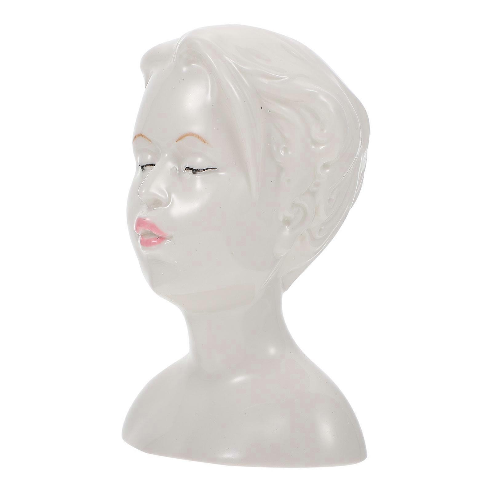 Face Modeling Vase Ceramic Vase for Decor 1Pcs White Creative Flower Container