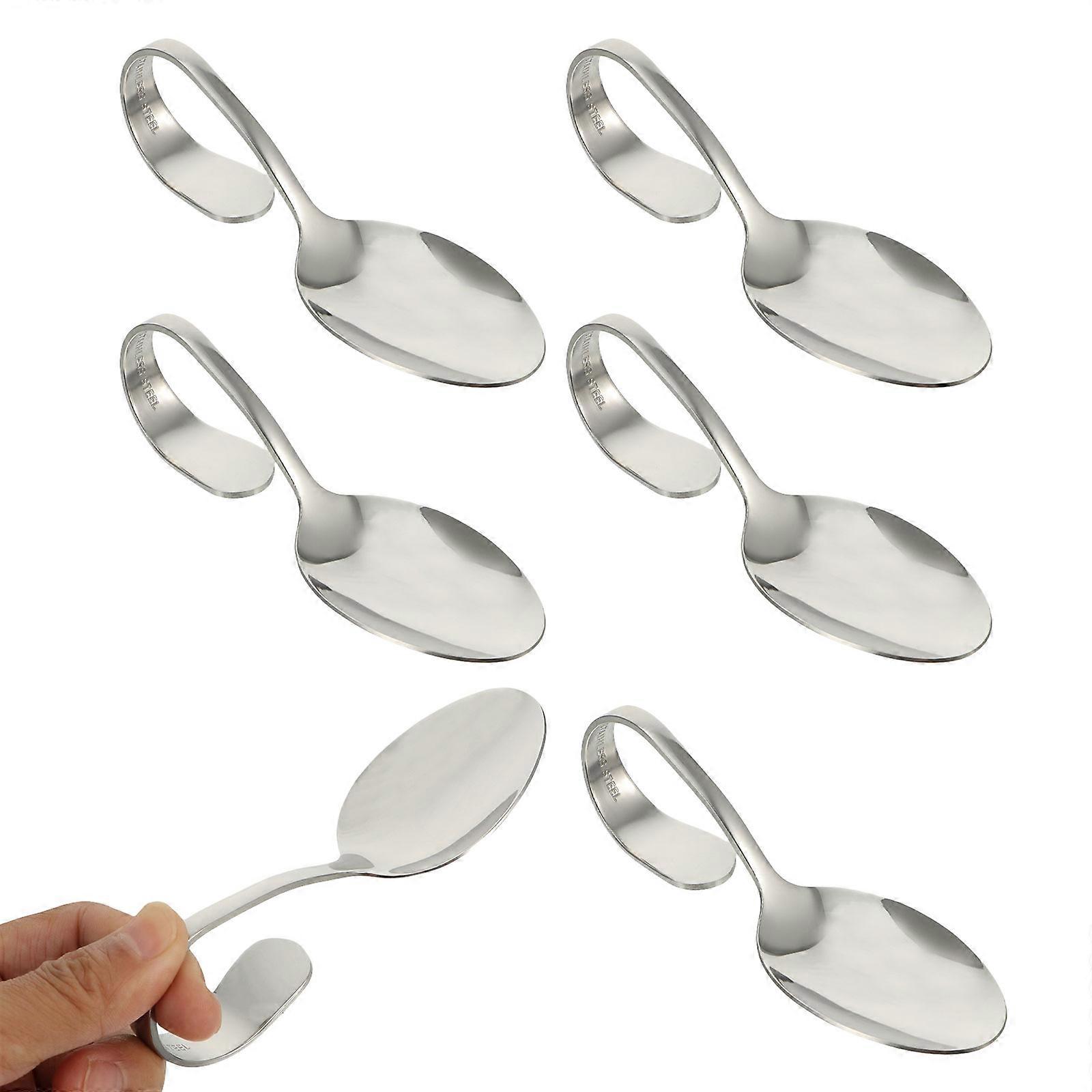 Silver Curved Handle Spoon Stainless Steel for Serving 60Pcs Kitchen
