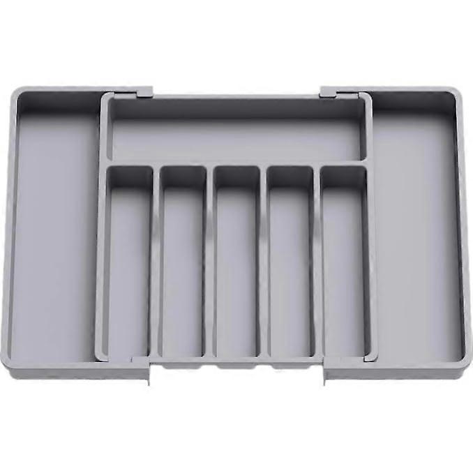 Large Silverware Drawer Organizer, Expandable Utensil Tray for Kitchen, Adjustable BPA  Gray