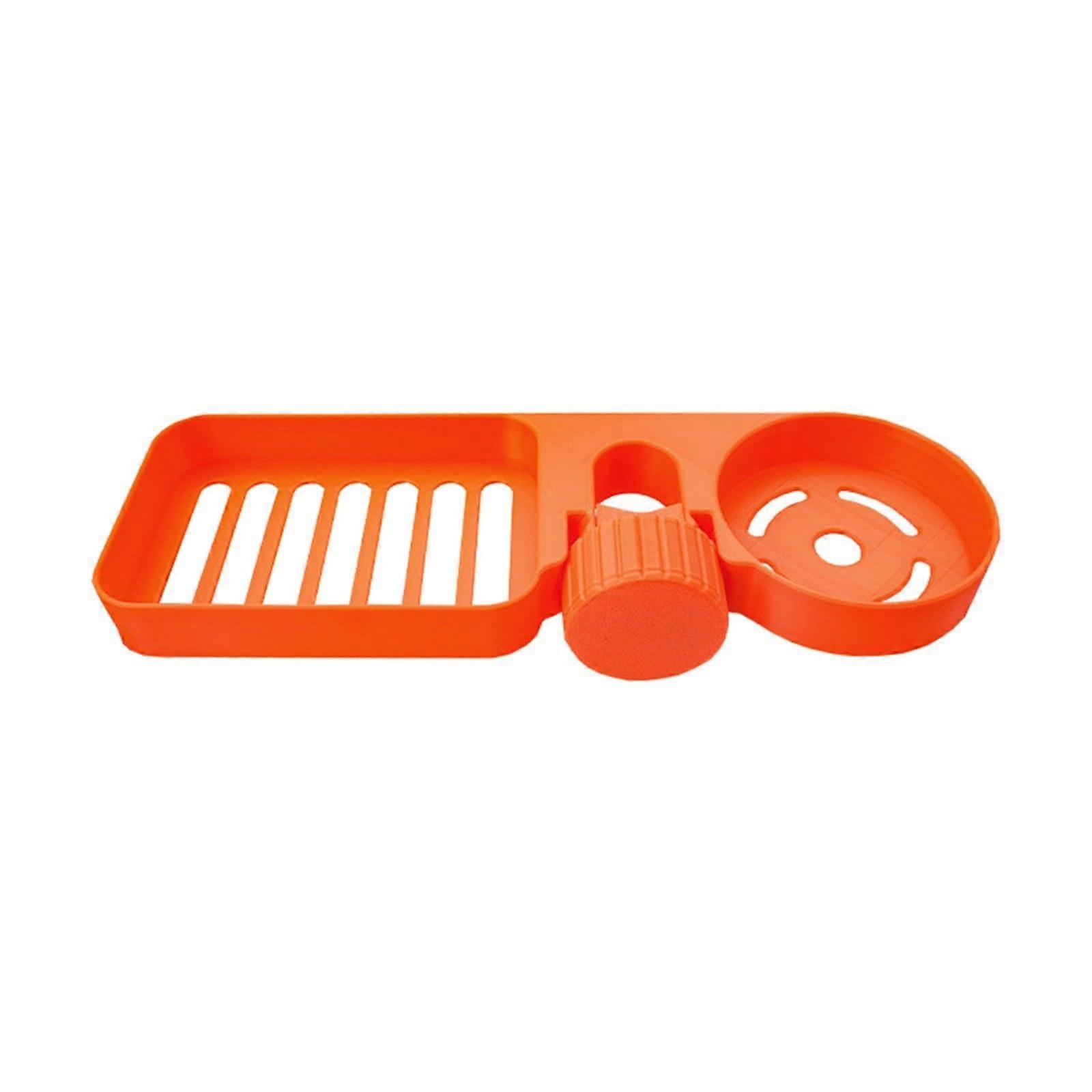 Wall Mounted Soap Dish Double Layer Bathroom Soap Holder with Suction Cup Orange 24.7x8cm