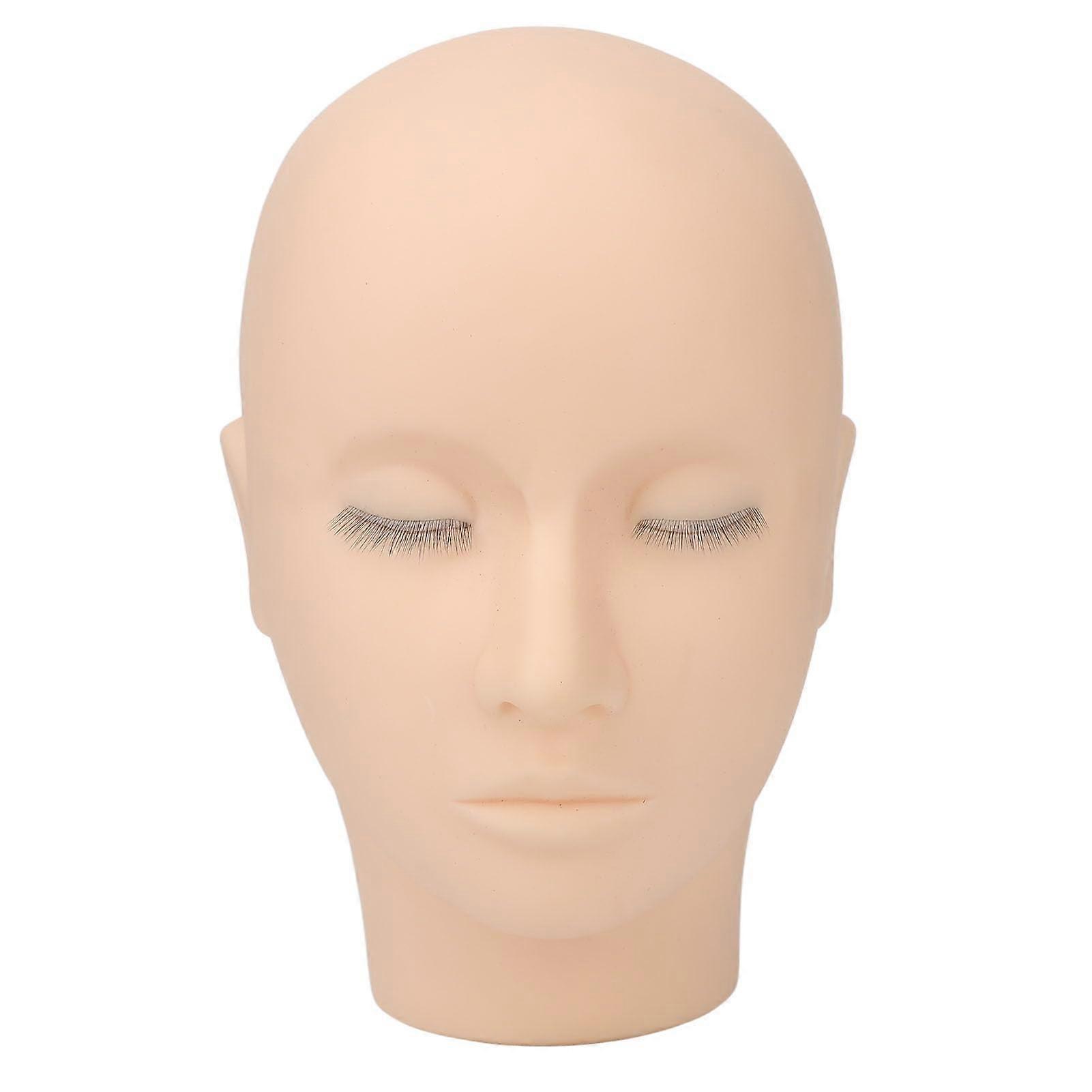 Mannequin Head for Eyelash Extension Practice, Soft Silicone Training Head with Realistic Lashes