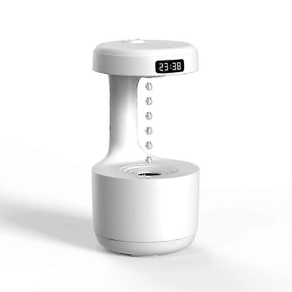 Anti Gravity Humidifier Ultrasonic Water Drop Aroma Diffuser With Led Clock Display