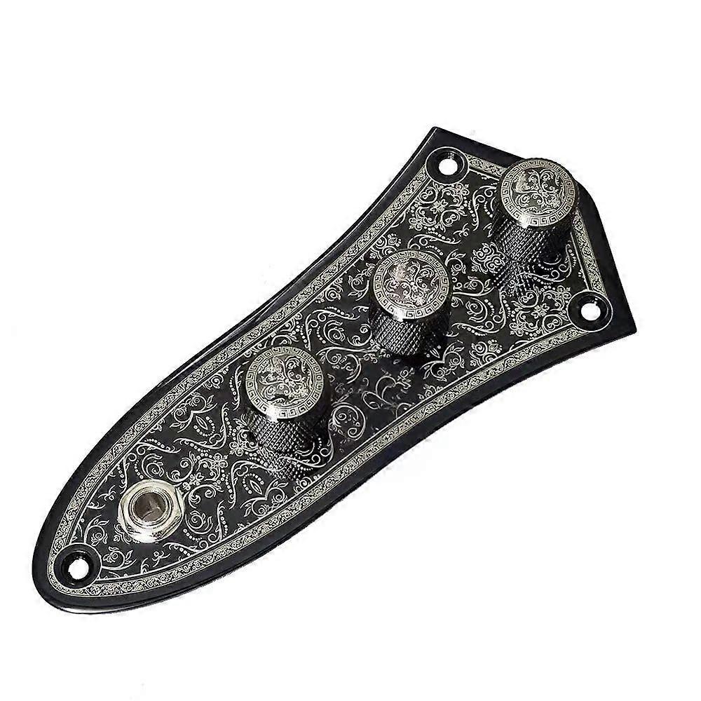 Prewired Control Plate with Engraved Knobs for Fender Jazz Bass, Fast Installation, Smooth Operation