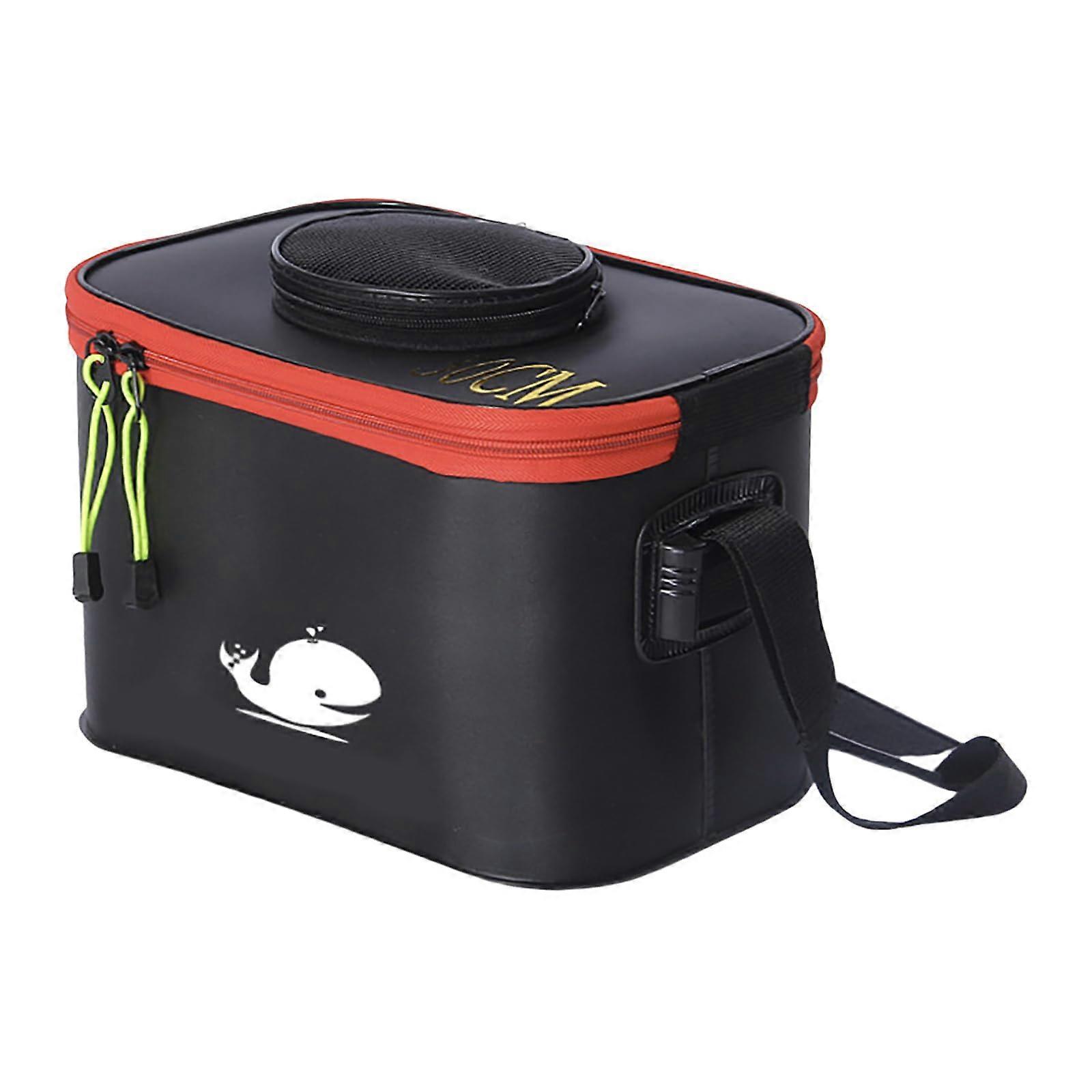 Foldable Waterproof Fishing Bucket with Handle, Durable Ventilated Tackle Storage Container