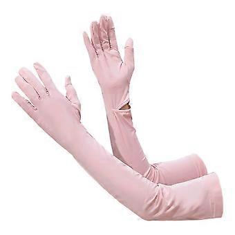 Guantes largos de protección solar UV para mujer, con pantalla táctil, para conducir, UPF 50+, para deportes al aire libre, ciclismo, color rosa