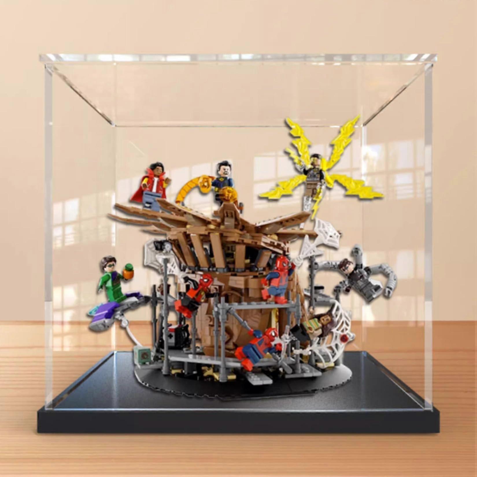 Acrylic Display Case for  76261 Construction Model, Dustproof Black Base, Clear UV Protection