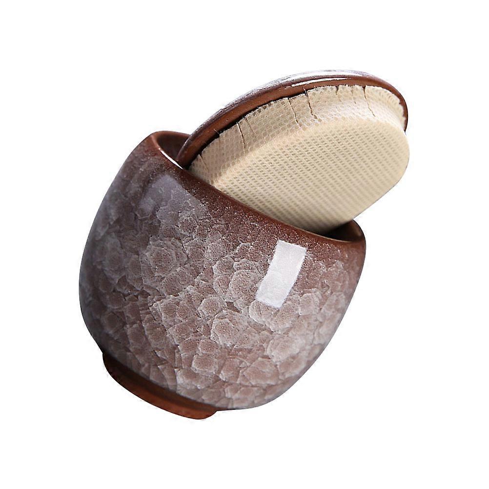 Multi-Function Ceramic Can Ice Crack Pattern Storage Jar Practical Design For Desk Organization 7.4x6.5cm Protective Lid 1Set