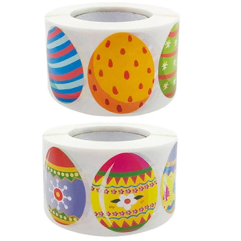 Easter Egg Stickers Decorative Colored Egg Stickers for Decor 2 Rolls