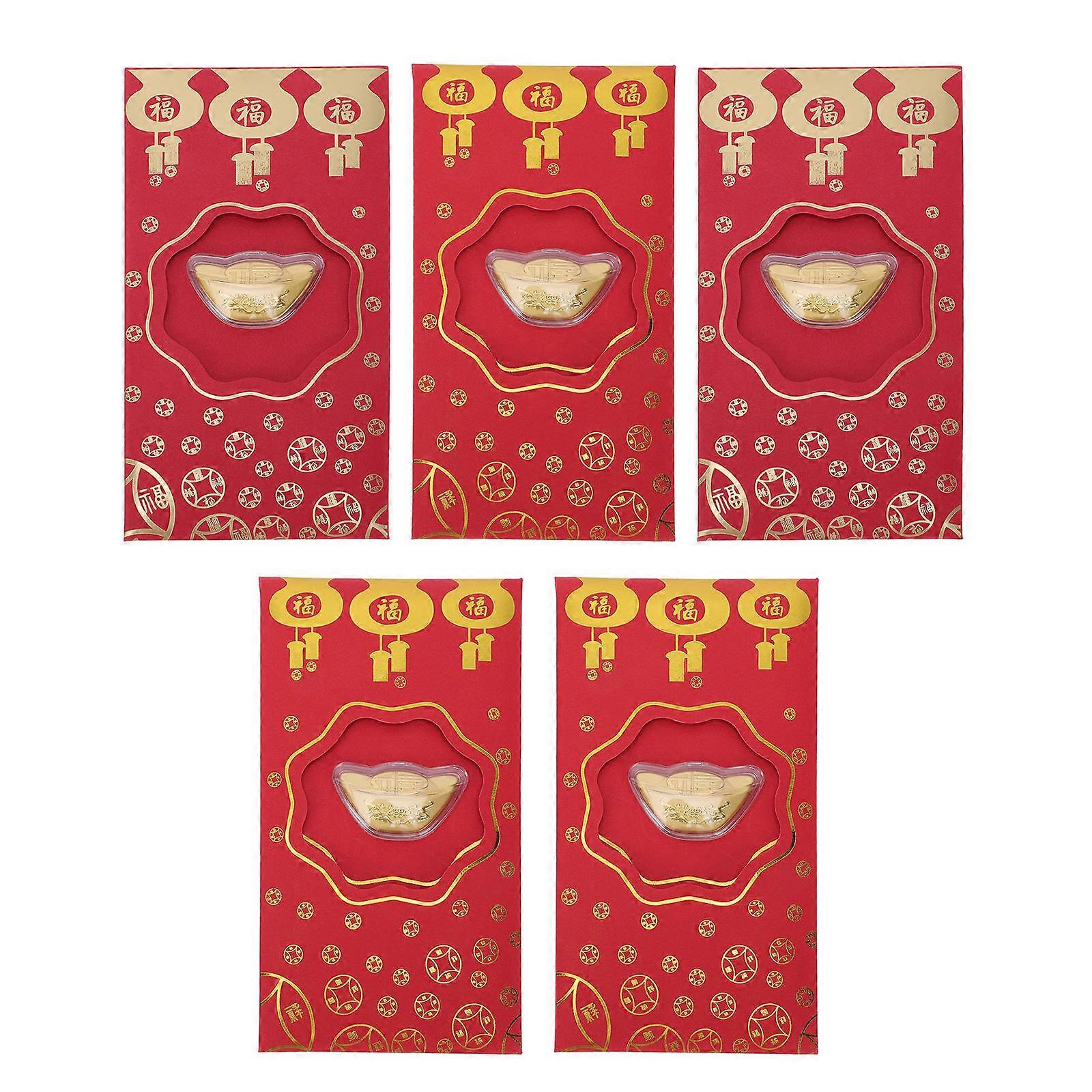 Chinese New Year Red Envelope Paper Packet for Storage 5Pcs