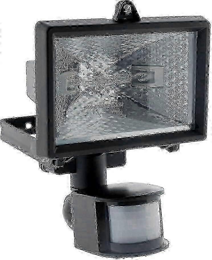 150W black halogen floodlight with sensor