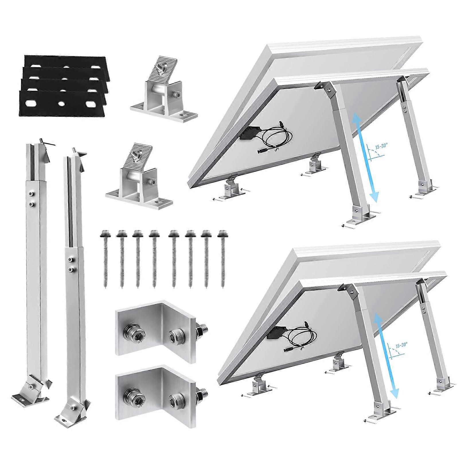 2 Sets Adjustable Solar Panel Mounting Brackets with Tilt for RV Roof, Boat Deck, Flat Surface