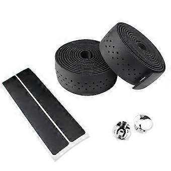 2Pcs Bike Handlebar Tapes Faux Leather Perforated Handle Straps Riding Supplies