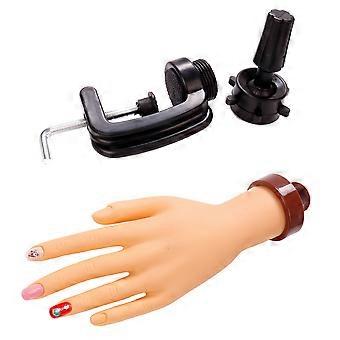 Nail Art Train Hand Model Bendable Fake Hand with Mounting Bracket for Practice