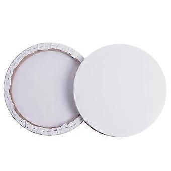2 Pcs 20cm Wooden Painting Frame Cotton Round Thick Stretched Canvas Frame for Drawing Painting DIY (White)
