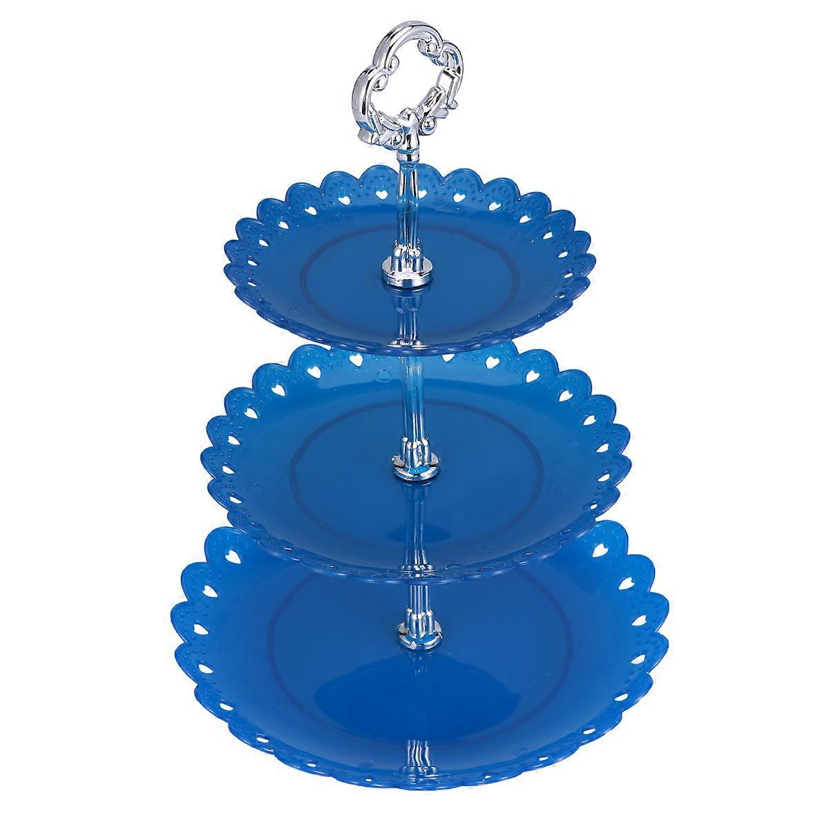 Three-Tier Cake Rack Blue for Wedding Cake Display