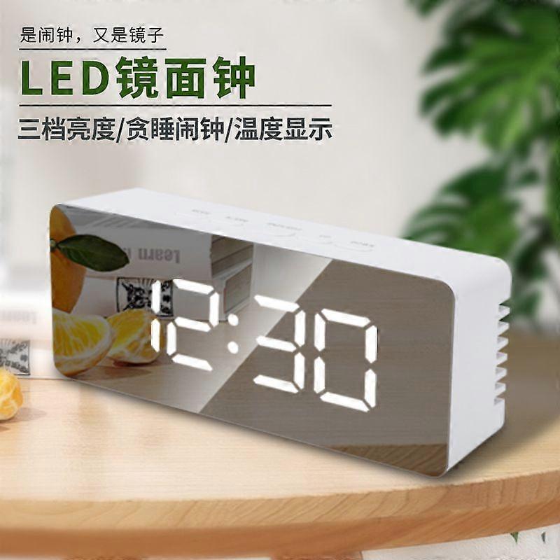 Compatible multi-functional mirror clock, LED digital mirror clock, desktop creative makeup mirror alarm clock, home temperature electronic clock