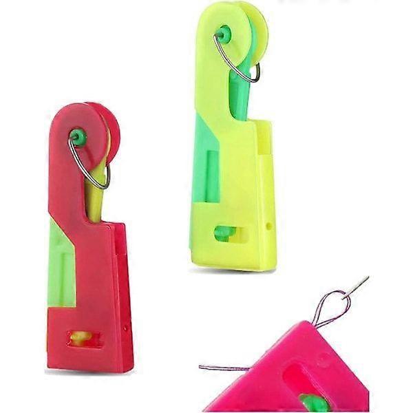 Needle threader, plastic hand needles, DIY threading tool, needle threader for hand sewing (random color)