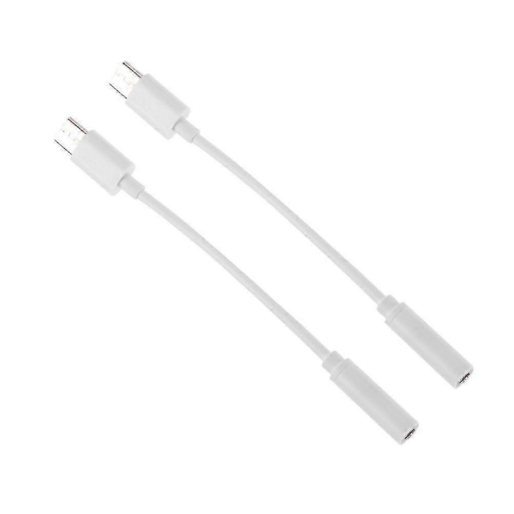 2Pcs Type-C to 3.5mm Audio Converter Cable, White
