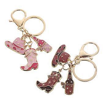 2 Pcs Western Cowboy Hats Keychain Cowgirl Hat Boot Keychain Pendant For Kids Adults Birthday Wedding Western Party Favor Supplies