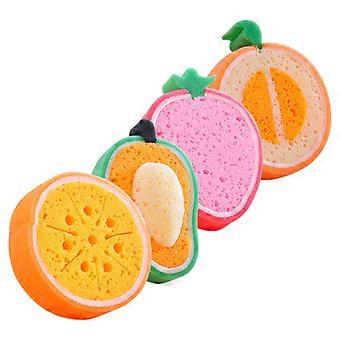 4pcs Éponges De Bain Fruits En Forme De Design Éponges De Bain Bel Enfant Outil De Bain Pour La Maison Salle De Bains Enfants (Style Aléatoire)
