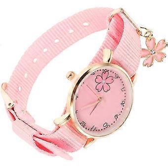 2pcs Canvas Flower Watch Detachable Lovers Female Student Pink Alloy