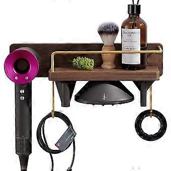 Hair Dryer Holder Wooden Wall Mount for Dyson Supersonic Hair Dryer, Hair Dryer Accessories and Attachment Organizer