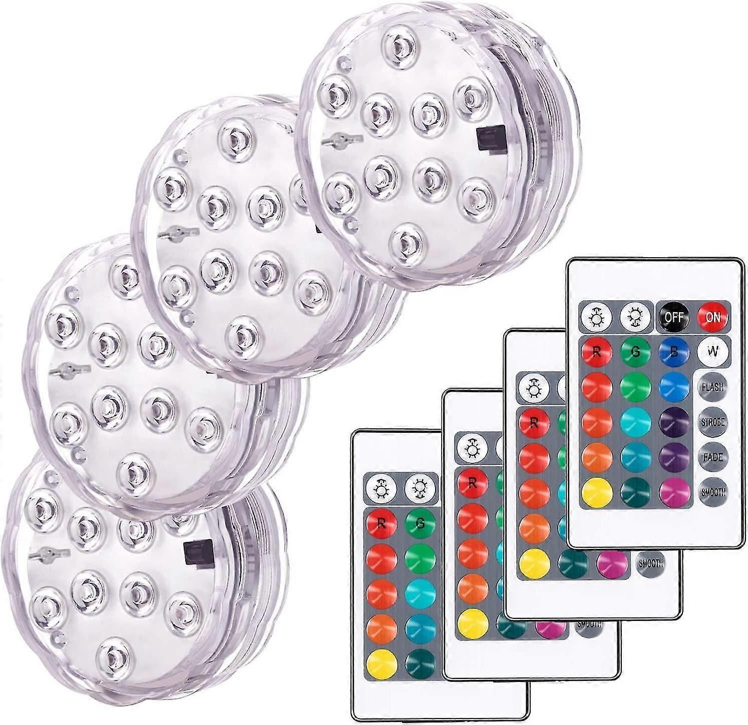 Submersible Led Light, Multicolor Rgb 10 Led Light