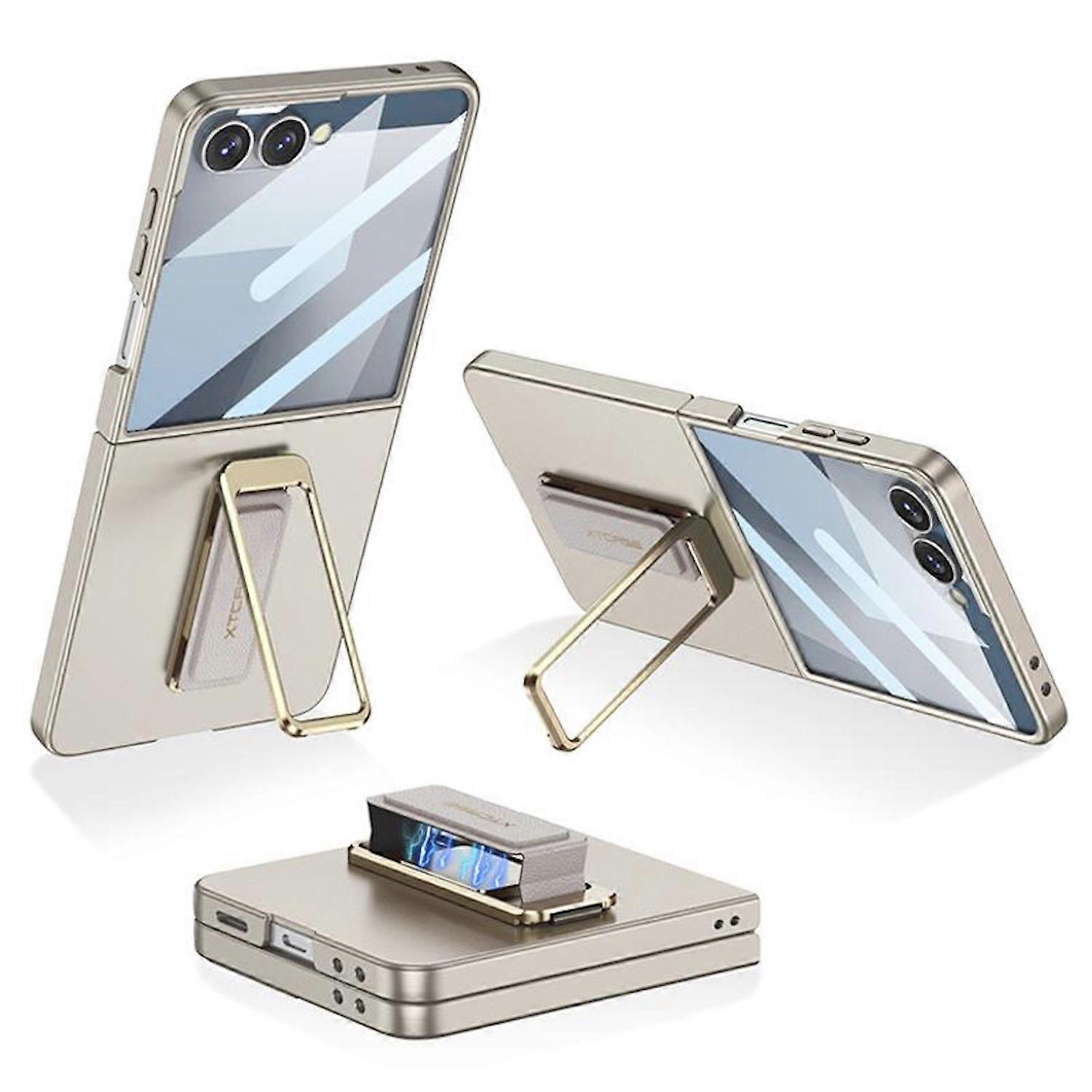 For Samsung Galaxy Z Flip7 GKK Ultra Thin Full Cover Case Rotating Stand Titanium