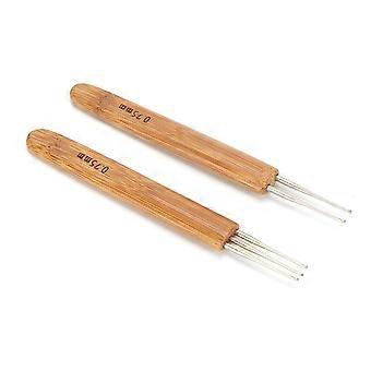 Rastas Kit de ganchillo 3 Gancho 2 Gancho Vástago de bambú Aguja de acero inoxidable Trenza Herramientas para el cabello