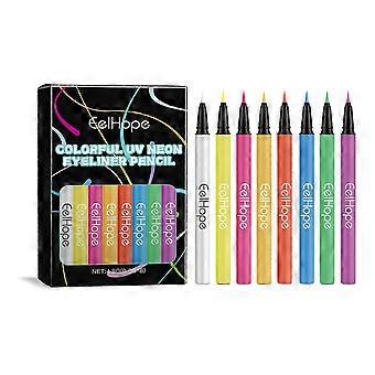 8-kleuren Neon vloeibare eyeliner set | Langdurige, levendige, hydraterende gezichts- en lichaamsmake-up voor creatieve Halloween- en feestlooks